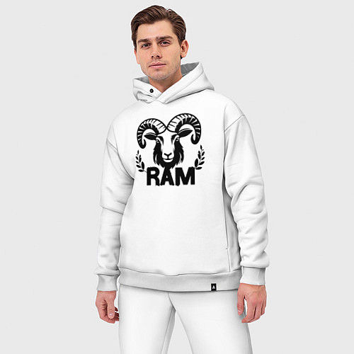 Мужской костюм оверсайз Баран орнамент / Белый – фото 3