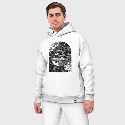 Мужской костюм оверсайз Малыш Йода в космосе / Белый – фото 3