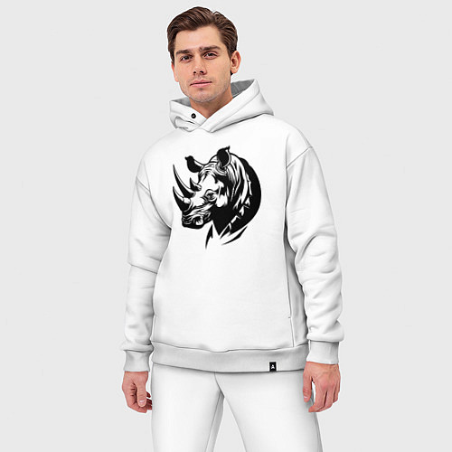 Мужской костюм оверсайз Черный носорог / Белый – фото 3