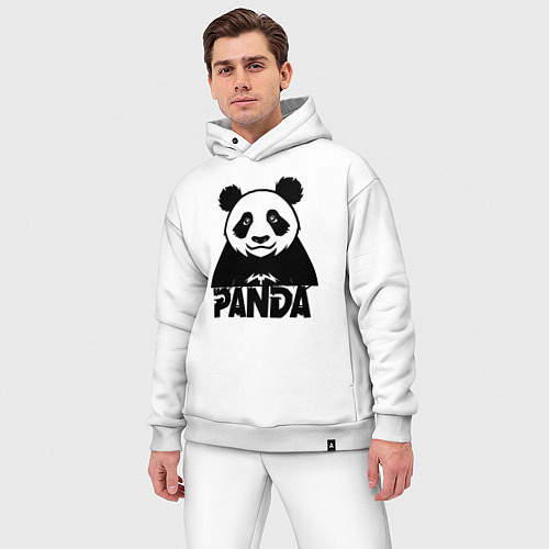 Мужской костюм оверсайз Панда черное граффити / Белый – фото 3