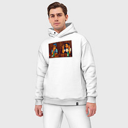 Мужской костюм оверсайз День студента пиксель-арт мем, цвет: белый — фото 2