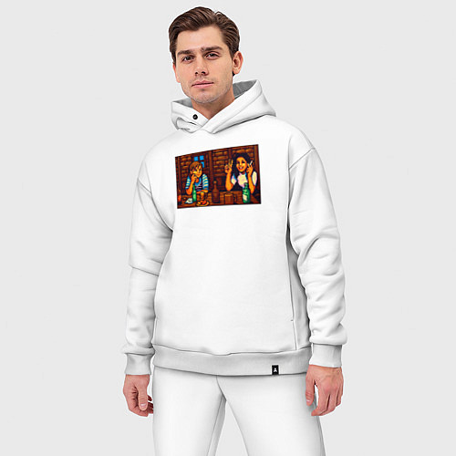 Мужской костюм оверсайз День студента пиксель-арт мем / Белый – фото 3