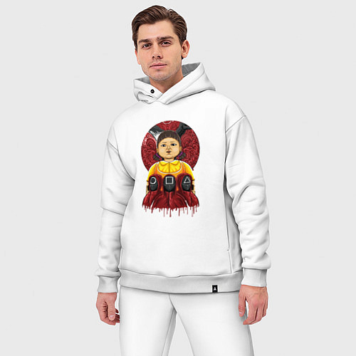 Мужской костюм оверсайз Кукла и надзиратели игра в кальмара / Белый – фото 3