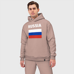 Мужской костюм оверсайз Russia flag, цвет: пыльно-розовый — фото 2