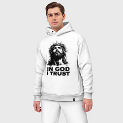 Мужской костюм оверсайз Jesus - in god i trust, цвет: белый — фото 2