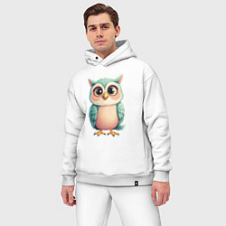 Мужской костюм оверсайз Милый совенок, цвет: белый — фото 2