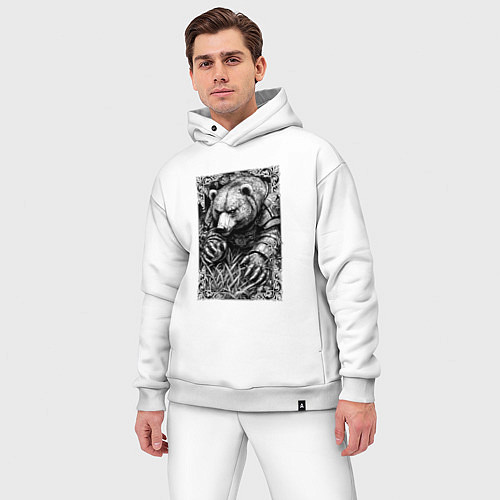 Мужской костюм оверсайз Атакующий мишка / Белый – фото 3