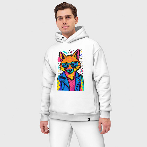 Мужской костюм оверсайз Лиса Pop Colors / Белый – фото 3