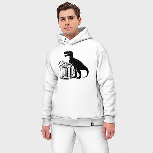 Мужской костюм оверсайз Пивозавр с двумя кружками / Белый – фото 3