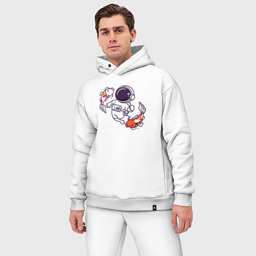Мужской костюм оверсайз Космонавт и рыбки / Белый – фото 3