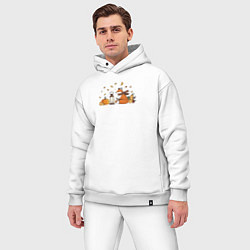 Мужской костюм оверсайз Лиса с тыквами и фонарём, цвет: белый — фото 2