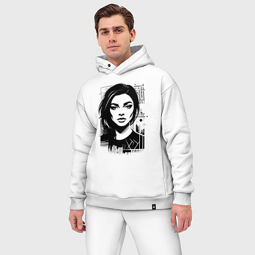 Мужской костюм оверсайз Саша Грей в урбан стиле / Белый – фото 3