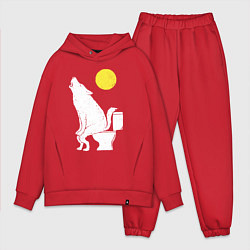 Мужской костюм оверсайз Срущий волк, цвет: красный