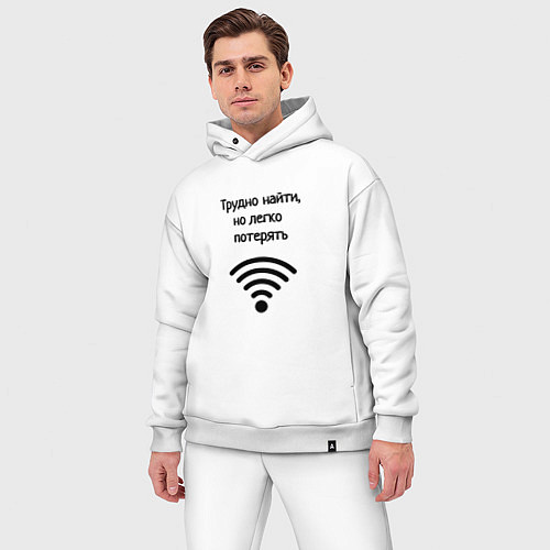 Мужской костюм оверсайз Трудно найти wi-fi / Белый – фото 3