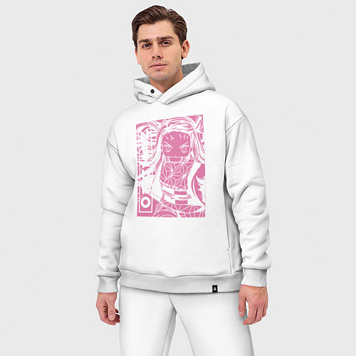 Мужской костюм оверсайз Клинок рассекающий демонов Nezuko бой / Белый – фото 3