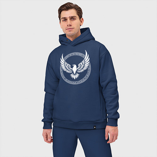 Мужской костюм оверсайз Орел стилизованый круг / Тёмно-синий – фото 3