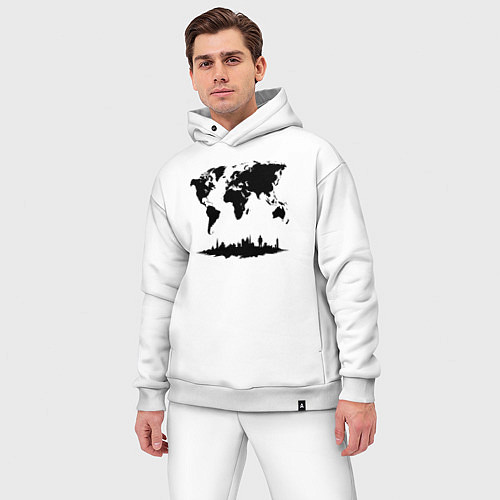 Мужской костюм оверсайз Мир в тени города / Белый – фото 3