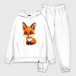 Мужской костюм оверсайз Пушистая радость: Лисёнок в мультяшном стиле, цвет: белый
