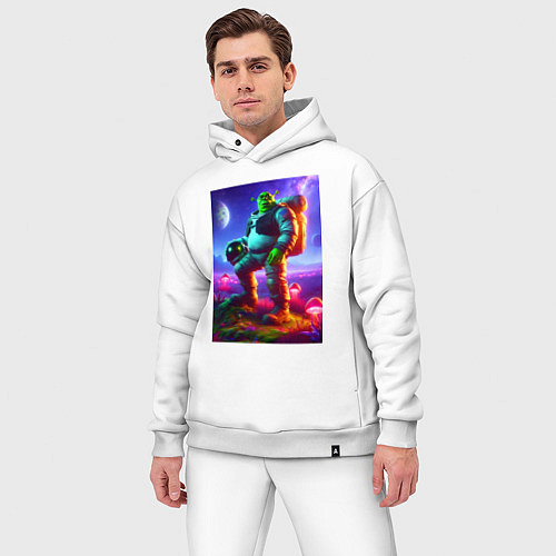 Мужской костюм оверсайз Космонавт Шрек на похожей планете / Белый – фото 3