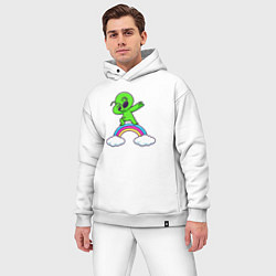 Мужской костюм оверсайз Пришелец на радуге, цвет: белый — фото 2