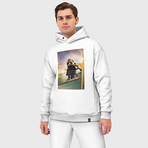 Мужской костюм оверсайз Влюблённые на Титанике / Белый – фото 3