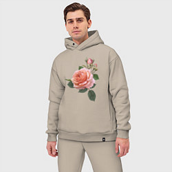 Мужской костюм оверсайз Розовые розы, цвет: миндальный — фото 2