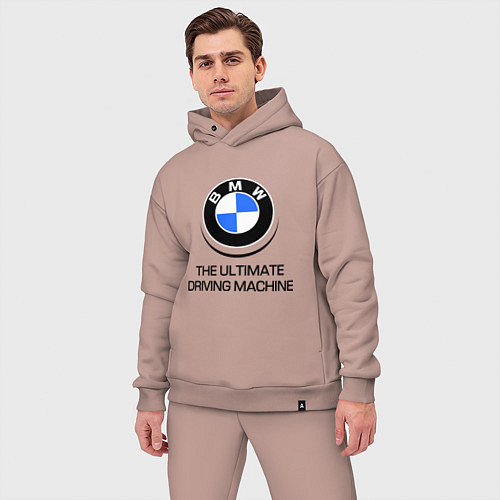 Мужской костюм оверсайз BMW Driving Machine / Пыльно-розовый – фото 3