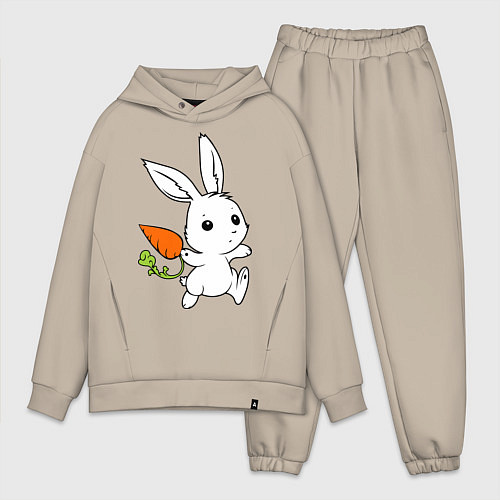 Мужской костюм оверсайз Зайка с морковкой / Миндальный – фото 1