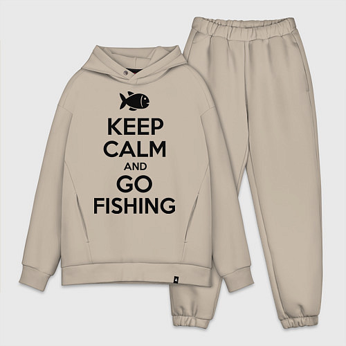 Мужской костюм оверсайз Keep Calm & Go fishing / Миндальный – фото 1