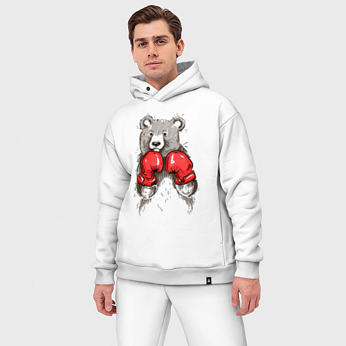 Мужской костюм оверсайз Bear Boxing / Белый – фото 3
