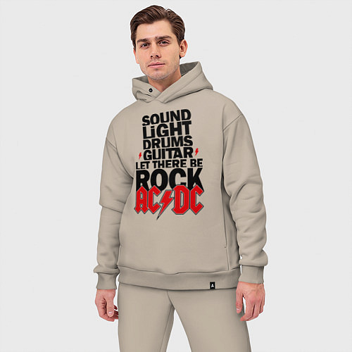 Мужской костюм оверсайз AC/DC Rock / Миндальный – фото 3