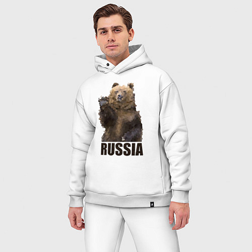 Мужской костюм оверсайз Russia: Poly Bear / Белый – фото 3