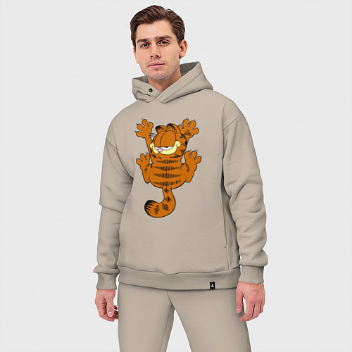 Мужской костюм оверсайз Кот Гарфилд / Миндальный – фото 3