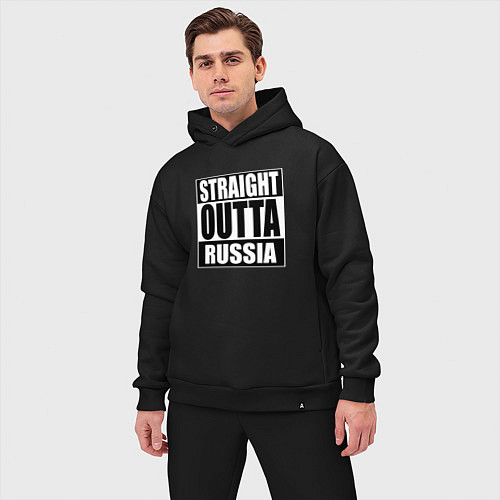 Мужской костюм оверсайз Straight Outta Russia / Черный – фото 3