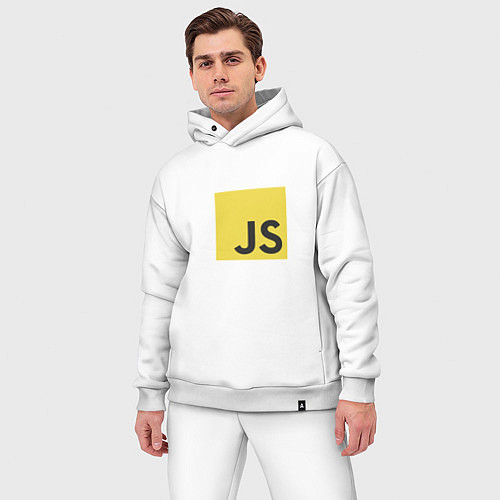 Мужской костюм оверсайз JS return true; (black) / Белый – фото 3
