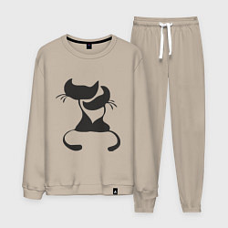 Костюм хлопковый мужской Кошки LOVE, цвет: миндальный