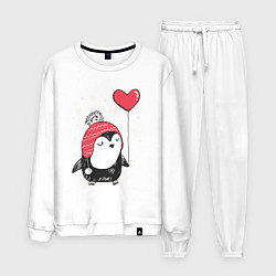 Костюм хлопковый мужской Пингвин с шариком, цвет: белый
