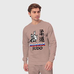 Костюм хлопковый мужской Russia Judo, цвет: пыльно-розовый — фото 2