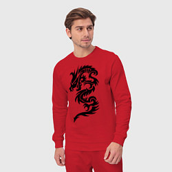 Костюм хлопковый мужской Тату-дракон9, цвет: красный — фото 2
