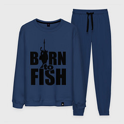 Костюм хлопковый мужской Born to fish, цвет: тёмно-синий