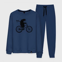 Костюм хлопковый мужской Ежик на велосипеде, цвет: тёмно-синий
