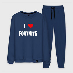 Костюм хлопковый мужской I love Fortnite, цвет: тёмно-синий