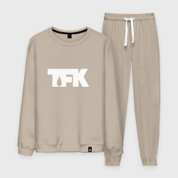 Костюм хлопковый мужской TFK: White Logo, цвет: миндальный