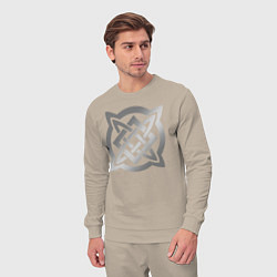 Костюм хлопковый мужской Звезда Сварога: серебро, цвет: миндальный — фото 2