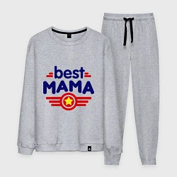 Костюм хлопковый мужской Best mama logo, цвет: меланж