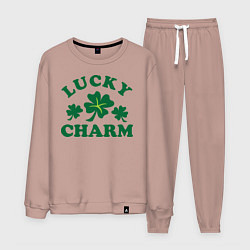 Костюм хлопковый мужской Lucky charm - клевер, цвет: пыльно-розовый