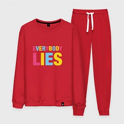 Костюм хлопковый мужской Everybody Lies, цвет: красный