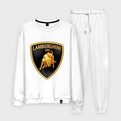 Костюм хлопковый мужской Lamborghini logo, цвет: белый