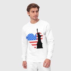 Костюм хлопковый мужской Люблю Америку, цвет: белый — фото 2
