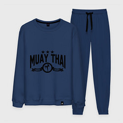 Костюм хлопковый мужской Muay thai boxing, цвет: тёмно-синий